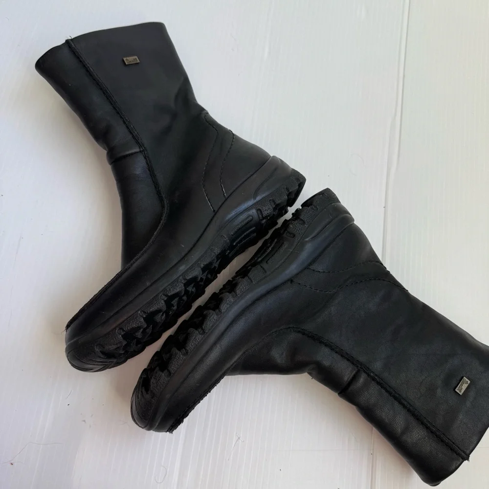 Rieker fur lined leather Womens Black Winter Boots size 37 / 6-6.5 US